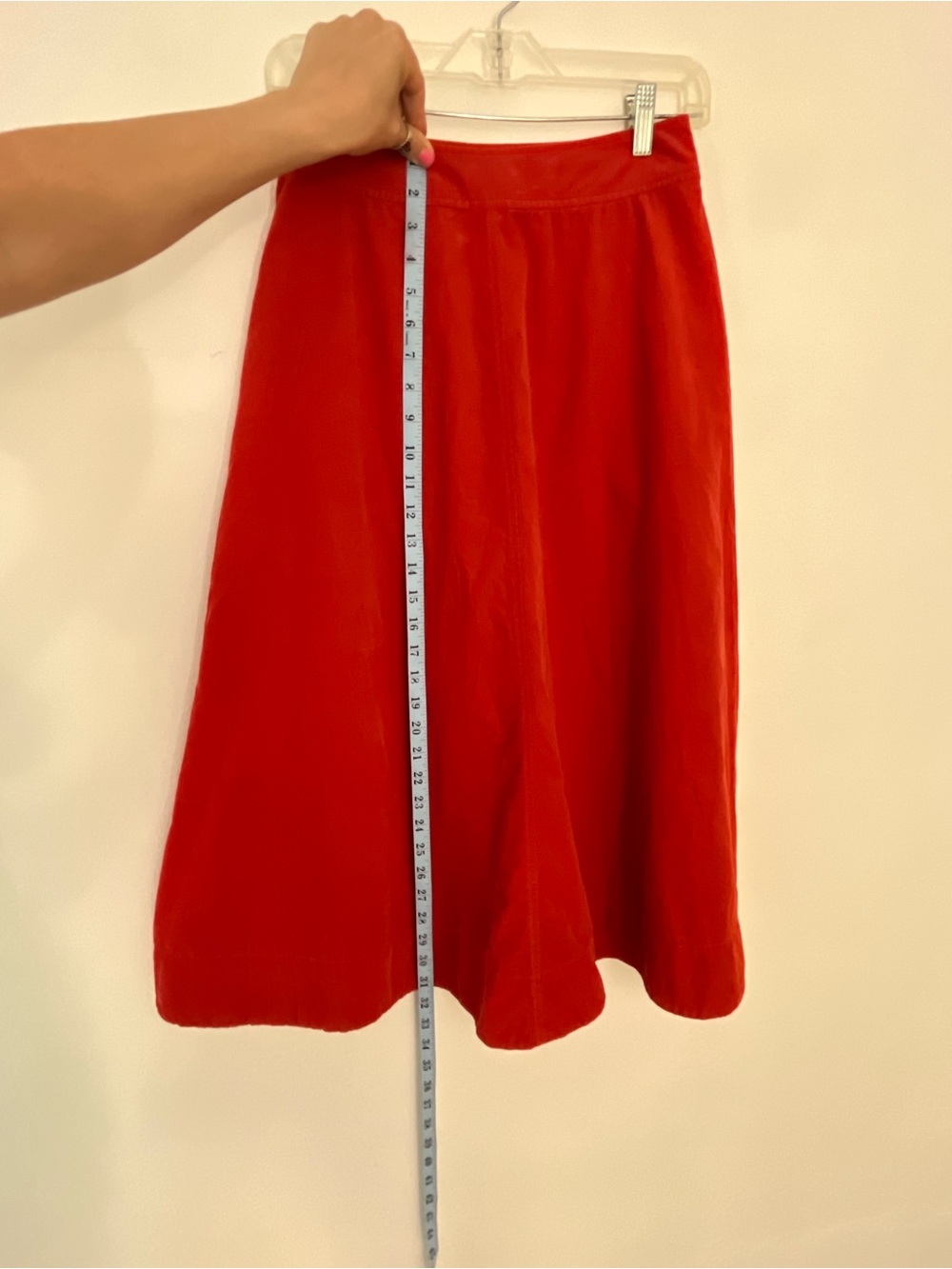 Red Corduroy Midi Skirt - Picture 2 of 9